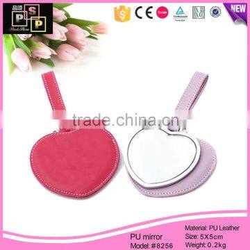 Heart Shaped Leather Handle Make Up Decorative Mirror Glass