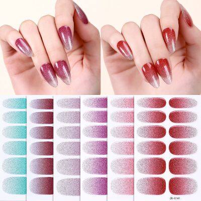 Supplier Nail Products 3D Nail Wraps Stickers Customized Gradient Shiny and Waterproof Nail Stickers