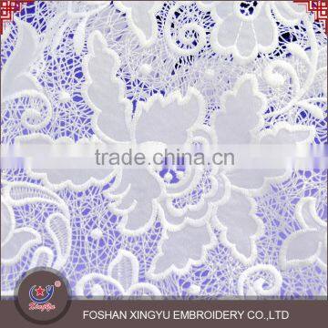 China Supplier Beautiful Flower Chemical Water Soluble Laser Lace Embroidery Fabric photo-5