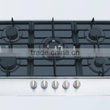 five burner stainless steel gas hob