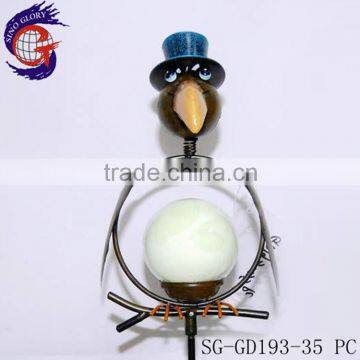 metal glow in dark crow stick for garden decoration
