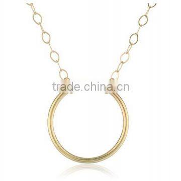 14k Italian Yellow Gold Sliding Circle Pendant Necklace for Wholesale