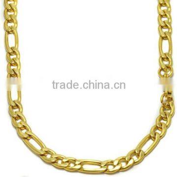 Gold Ip Plate Figaro Chain, 6mm Width Stainless Steel Figaro Chain