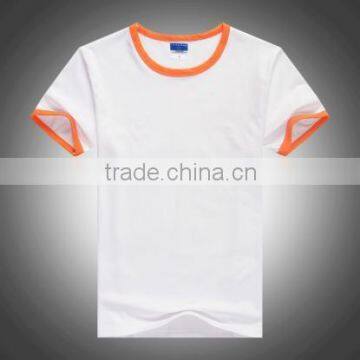 Bulk in Stock,Sublimation Blank color edging T shirt,Cotton ,low Price,small MOQ,S-XXXL size