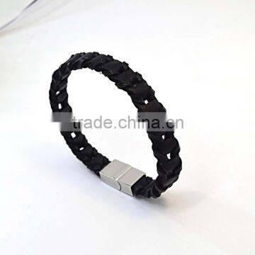 Magnetic Bracelets for Women Genuine Braided Black Leather Bracelet photo-2