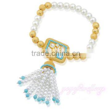 Wholesale women saudi gold jewelry pearl bracelet