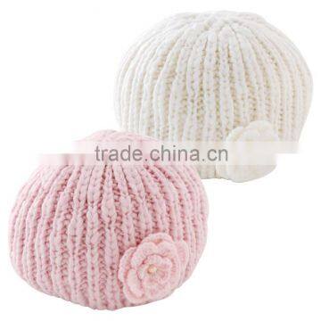 Japanese wholesale cute and high quality cute fashion beret fancy baby girls toddler knit hat ribbon kids infant child item