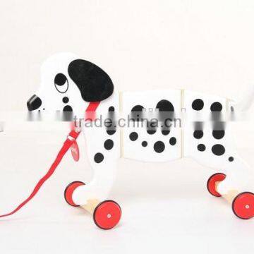 Wooden dog push and pull toys for kids