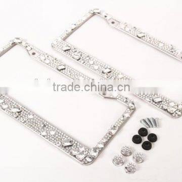 Hot selling Luxury Big Diamond Gem License Plate Frame Gift Car accessories