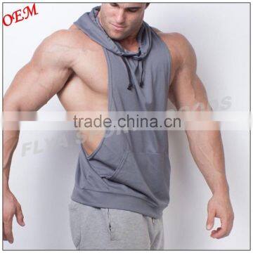 2016 OEM factory hot sell men 100% polyester sleeveless hoodies blank plain front drawstring men sports hoodies                        
                                                Quality Choice