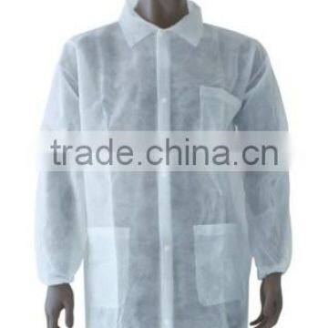 Disposable Visitor gown/ Lab Coat with elastic cuff button snaps