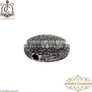 Pave Finding Jewelry, Natural Diamond Disk Charm Spacer Finding Jewelry, 925 Silver Spacer Finding, Wholesale Finding Jewelry