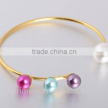 Cuff Charm Gold Color 4 Pearl Shamballa Bracelets Statement Bangles For Women Jewelry photo-6