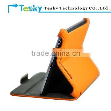 orange Heat setting stand protective leather case for google nexus 7 tablet