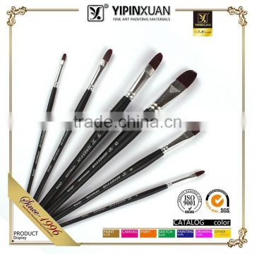 Wood Black Handle Nickel Plated Copper Circle Paint Brush Set