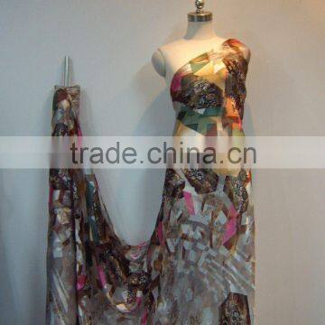 printing and Burn out Silk Viscose Satin fabric fro women fashion