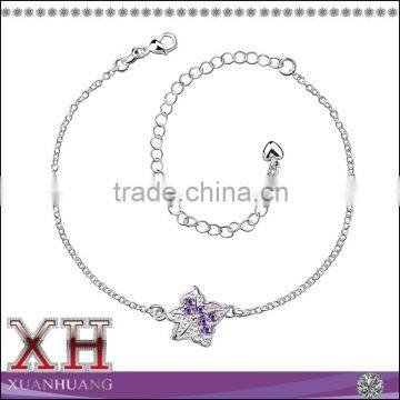 Different Color Gemstone 925 Sterling Silver Anklet Wholesale