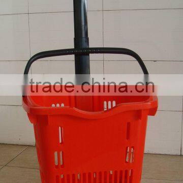 Plastic Shopping Basket with Wheels