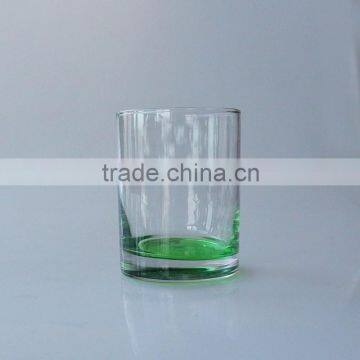 Green spray color bottom handblown leadfree crystal shot whisky tumbler glass