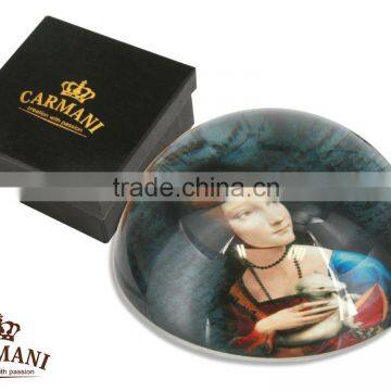 CARMANI Paperweight with LEONARDO DA VINCI Lady with an Ermine