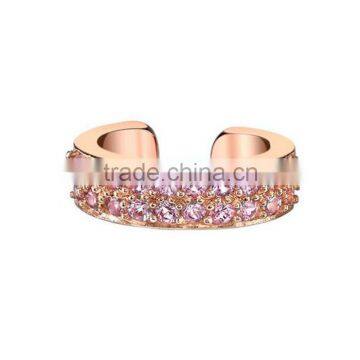 Pink crystal ear clip diamond earrings design new arrival