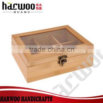 2016 hot sale acylic window wooden tea box,custom size and logo