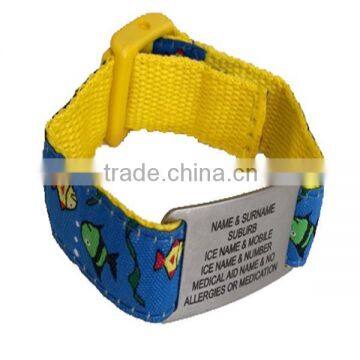 custom engrave id plate adjustable nylon kids bracelet