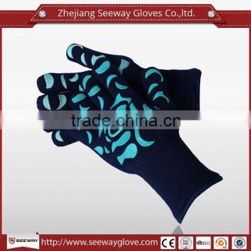 SEEWAY fire retardant 932F professional oven gloves with black color