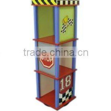 Kids Wooden Race Car Revolving Bookshelf/ Bookcase