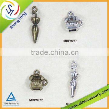 Wholesale alloy telephone charms, umbrella charms for crafts, bulk cross charms