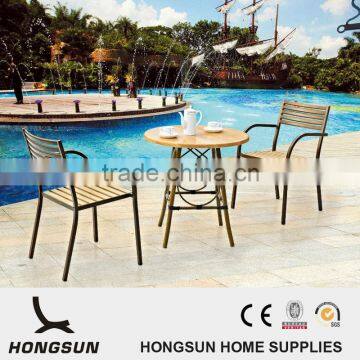 Outdoor leisure wooden 2 seat bench with table