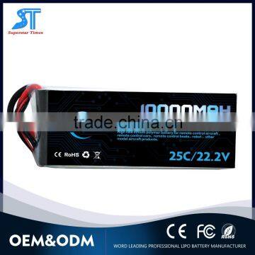 High performance Rechargeable 6S Lithium polymer battery pack 22.2v 10000mah