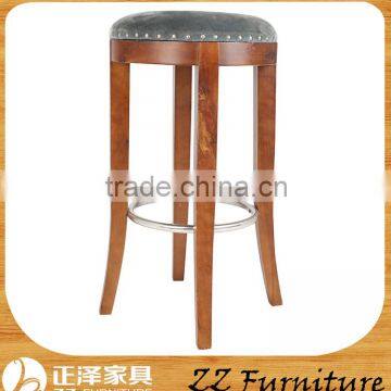 Antique Wooden High Round Bar Chair Stool