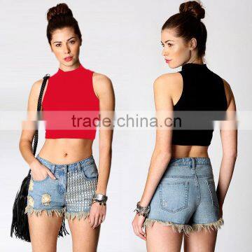 Women's Turtleneck Sleeveless Tank Top Crop Sport Camisole Summer Top OEM ODM Type Clothing Factory Manufacturer Guangzhou