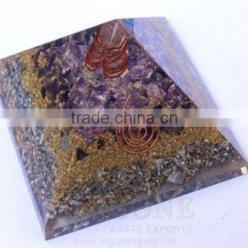 Amethyst Gemstone Orgone Aluminium Layer Pyramid With Crystal Point : Wholesale Orgone Pyramid