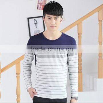 Mens long sleeve s T shirts with stripe &customer brand v neck T shirts