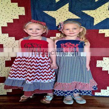 wholesale summer sleeveless baby girls long dress for 4th of July