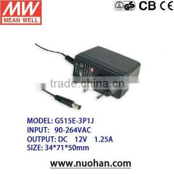 Meanwell 12v 1.25a adaptor/12~15W AC-DC Single Output Wall-mounted type/12~15W switching power supply                        
                                                Quality Choice
