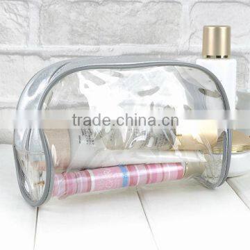 Transparent clear pvc cosmetic bag with zipper closure/clear cosmetic bag