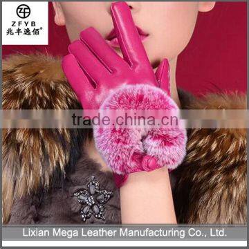 2016 Hot Sale Low Price High Quality Driving Leather Glove with fur cuff