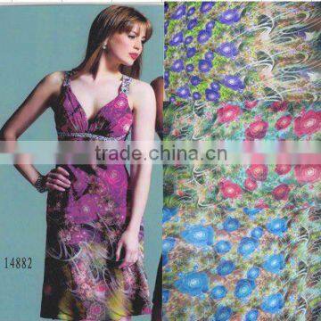 Flower 100% Polyester Digital Gauze Printed Fabric