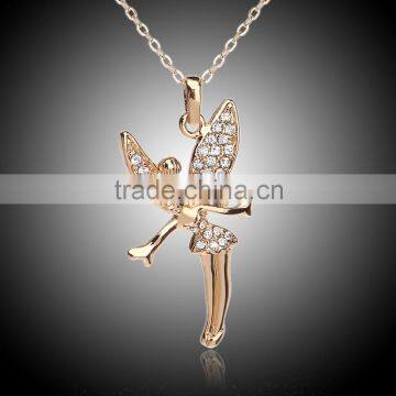 fake yellow gold statement angel chain jewelry necklace