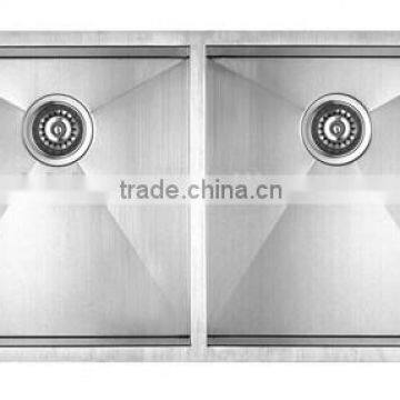 Zero Radius Handmade Stainless Steel Sink 32" x 19" x 10" Double Bowls (cUPC Approved,very Competitive Price!) photo-3
