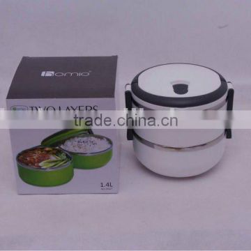 double layers stainless steel plastic lunch box with handle/Airtight Lunch box/ Waterproof Lunch box