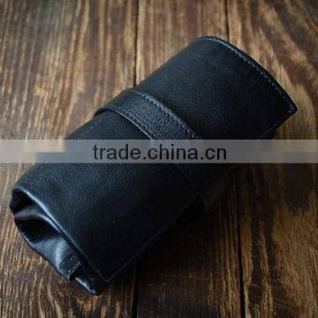 custom high quality leather watch roll case