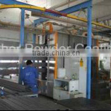 Crash barrier powder coating line