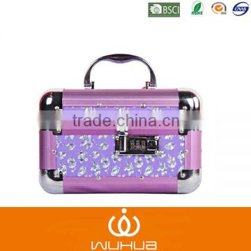 Beauty case with tray aluminum frame cosmetic case