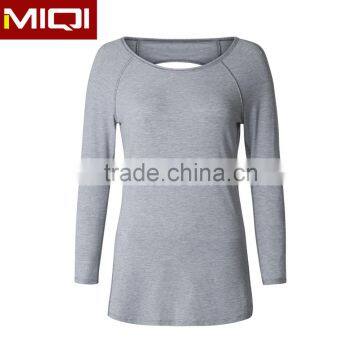 Top Quality Breathable Nylon Spandex Gym Wear Custom Sexy Women Fitness T Shirt Wholesale