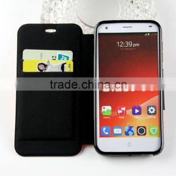 2015 fashion mix color golden dust metal buttonleather case for ZTE blade s6