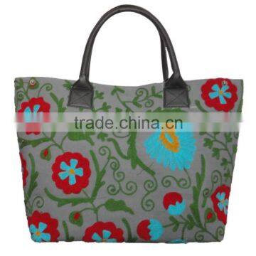 RTHHBC -6 Colorful Canvas Floral Embroidery Bags Uzbek Suzani Tote Bags Manufacturer Jaipur